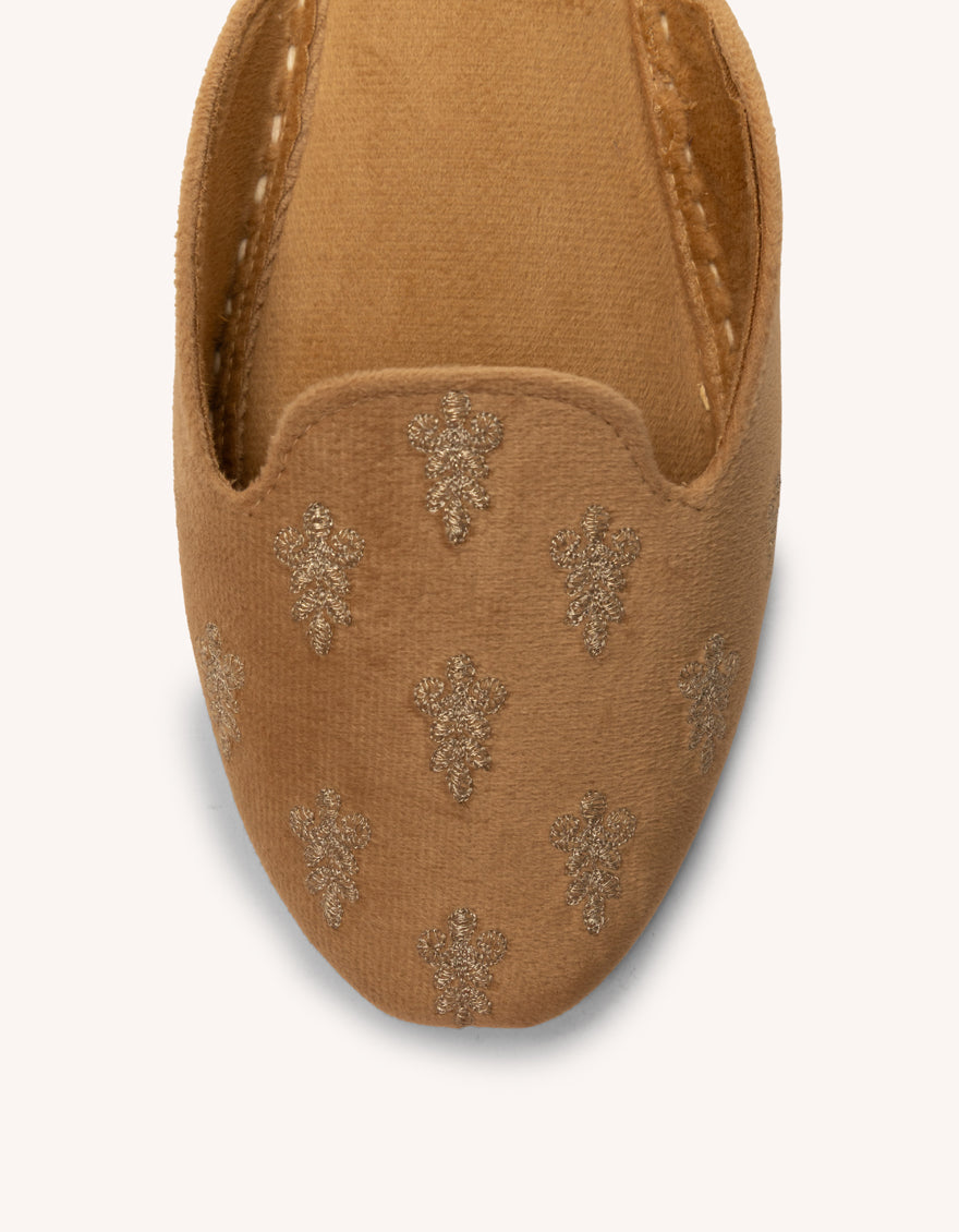 Suede Beige Khussa - J. Junaid Jamshed