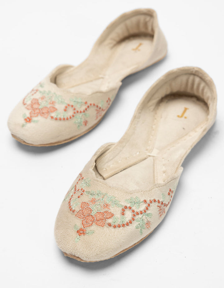 Suede Beige Khussa - J. Junaid Jamshed