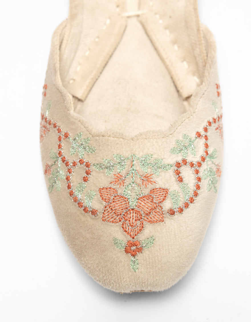 Suede Beige Khussa - J. Junaid Jamshed