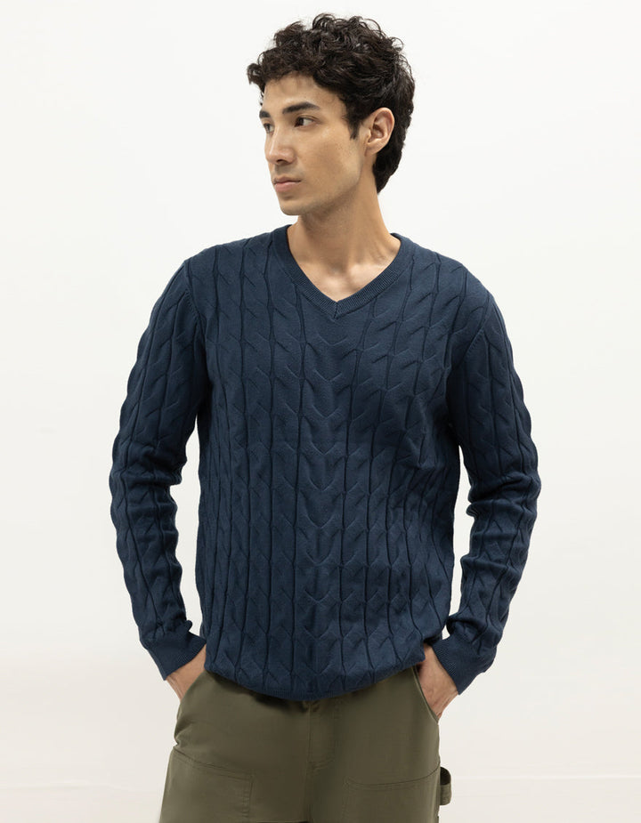 PLUTO B - NAVY V-NECK SWEATER - J. Junaid Jamshed
