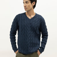 PLUTO B - NAVY V-NECK SWEATER - J. Junaid Jamshed