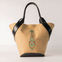Jute Beige Hand Bag - J. Junaid Jamshed