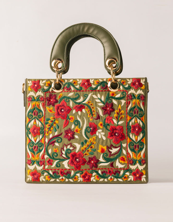 Rexine Green Hand Bag - J. Junaid Jamshed