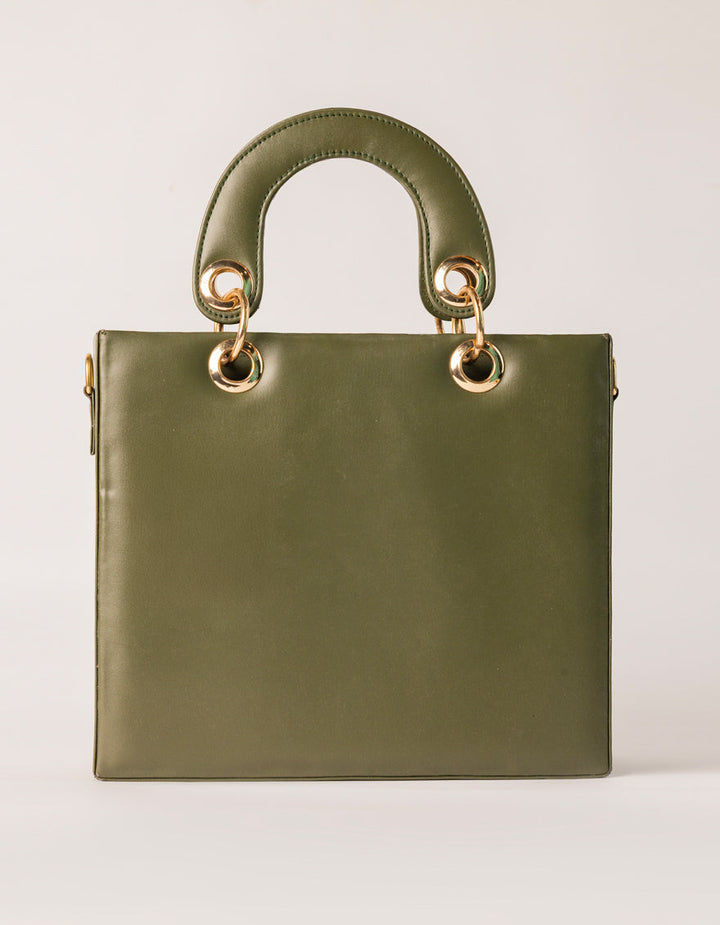 Rexine Green Hand Bag - J. Junaid Jamshed