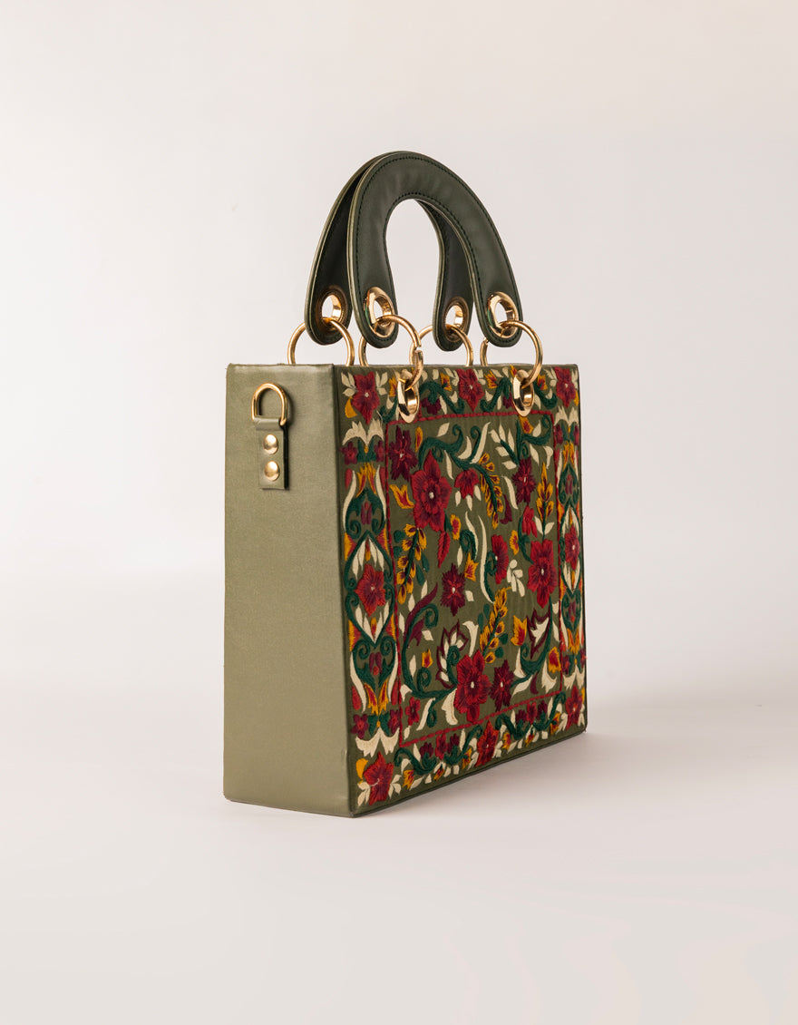 Rexine Green Hand Bag - J. Junaid Jamshed