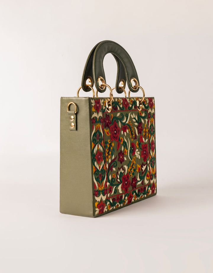 Rexine Green Hand Bag - J. Junaid Jamshed