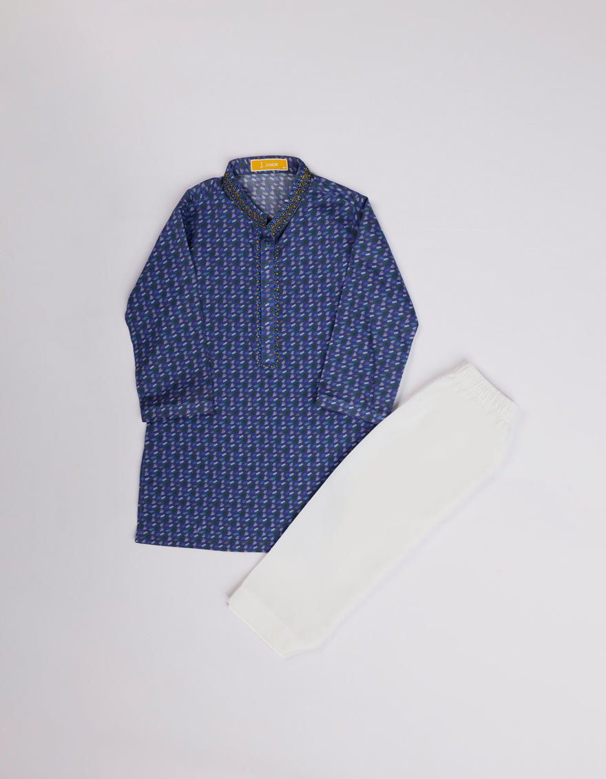 Cotton Royal Blue Shalwar Kameez- J. Junaid Jamshed