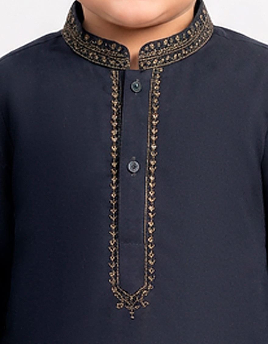 Blended Navy Blue Shalwar Kameez - J. Junaid Jamshed