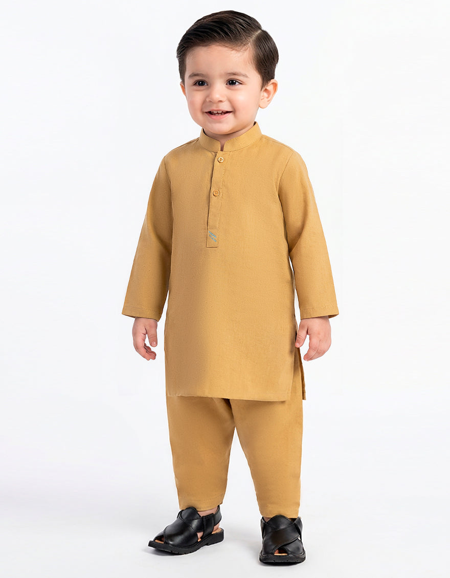 Polyester Mustard Shalwar Kameez - J. Junaid Jamshed