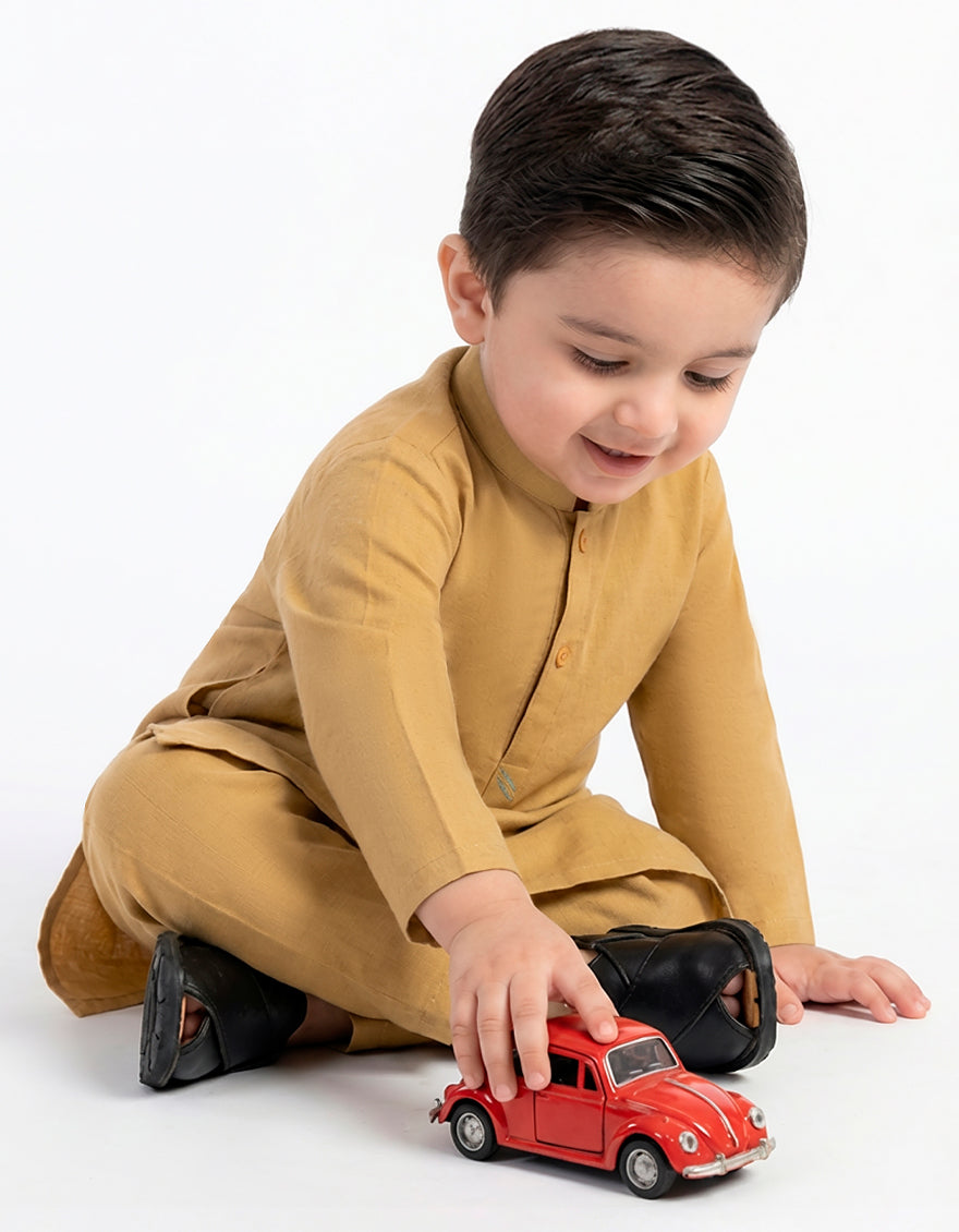 Polyester Mustard Shalwar Kameez - J. Junaid Jamshed