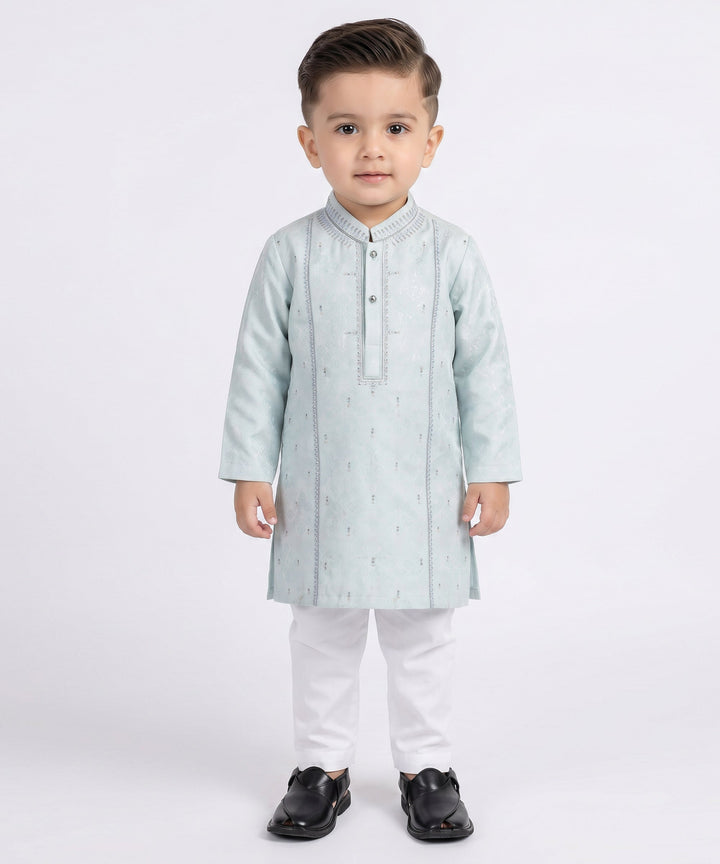 Polyester Ice Blue Shalwar Kameez - J. Junaid Jamshed