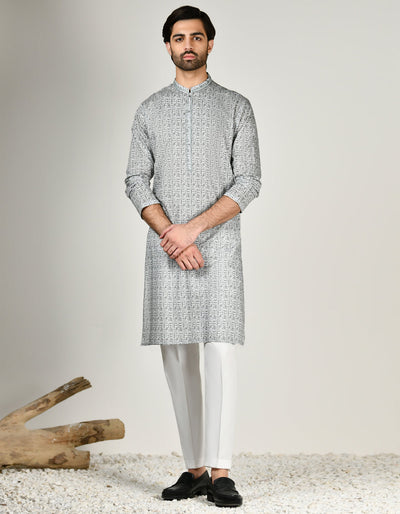 Cotton Grey Kurta - J. Junaid Jamshed