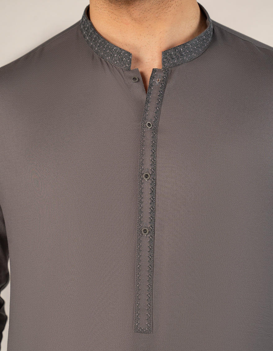 Cotton Grey Kurta - J. Junaid Jamshed
