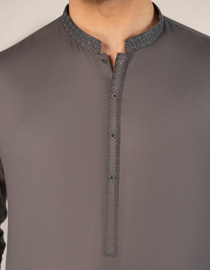 Cotton Grey Kurta - J. Junaid Jamshed