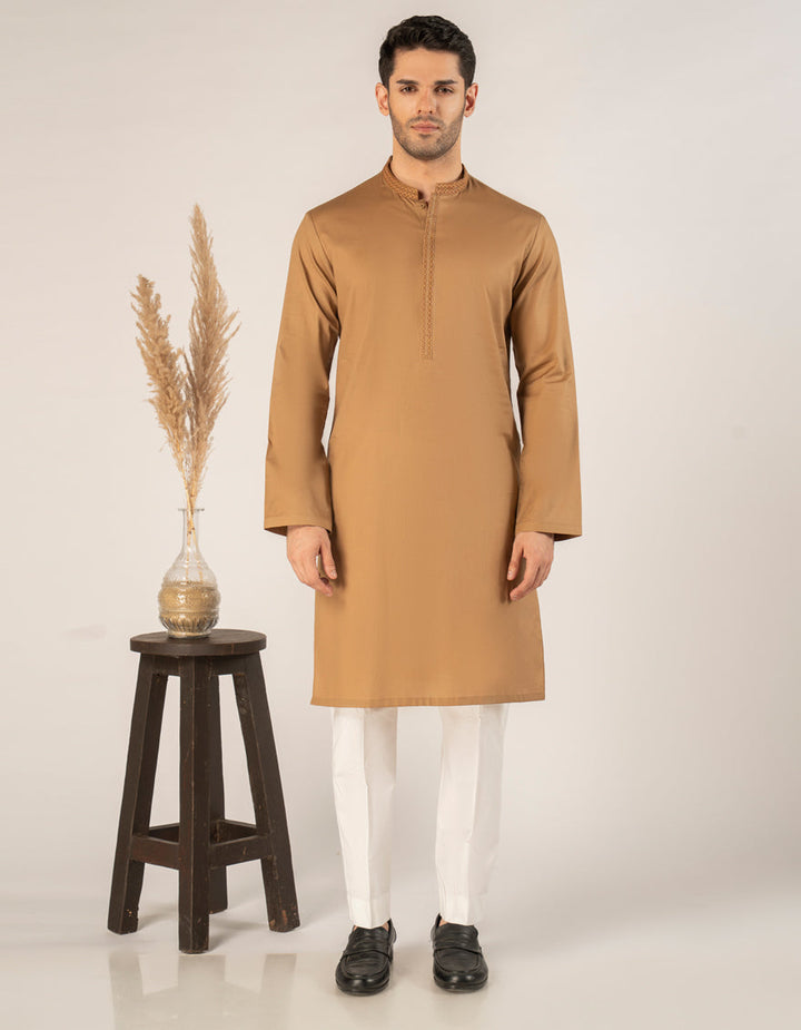 Cotton Beige Kurta - J. Junaid Jamshed