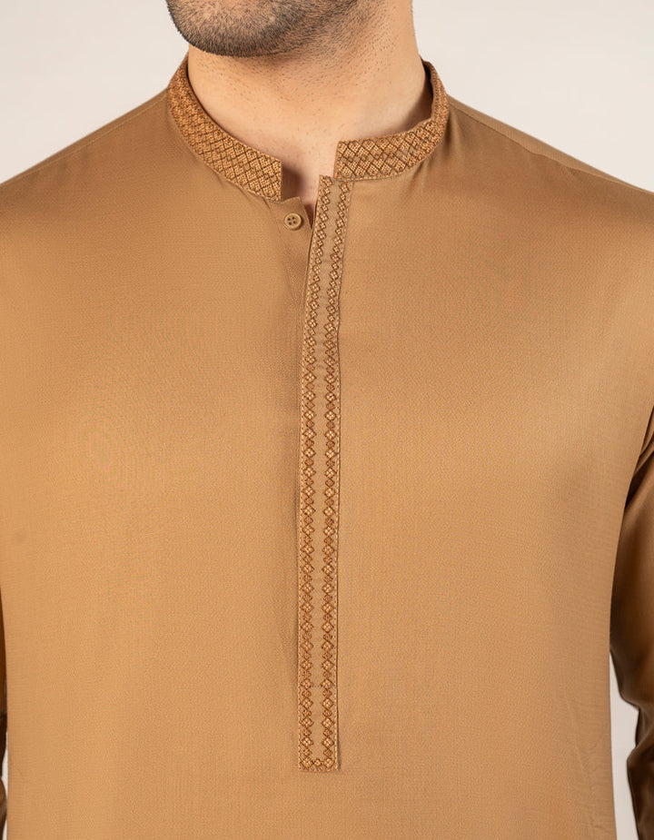 Cotton Beige Kurta - J. Junaid Jamshed