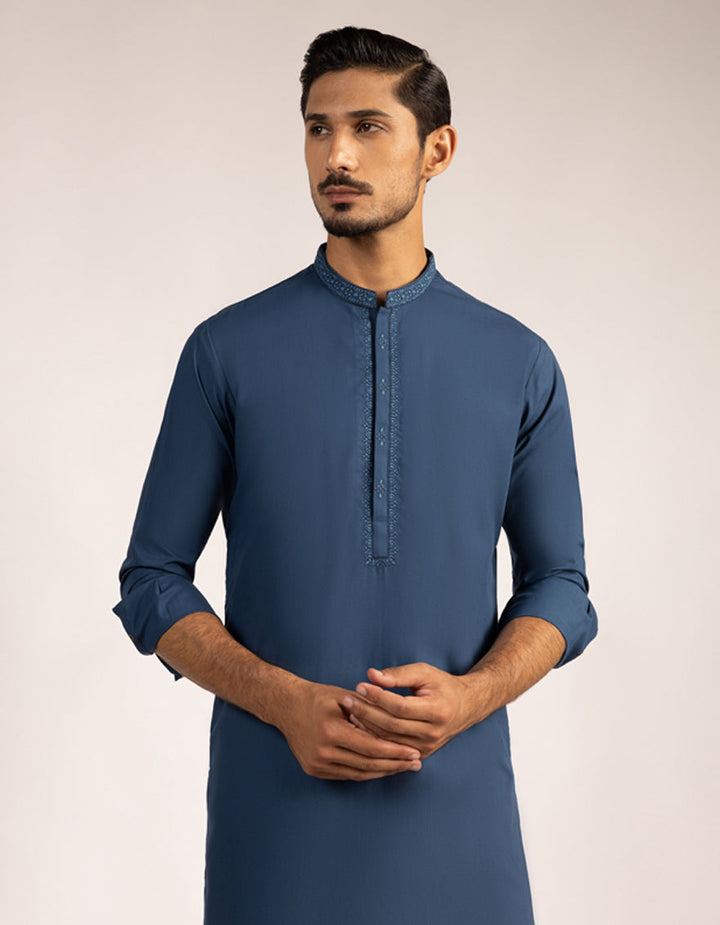 Blended Blue Kurta - J. Junaid Jamshed
