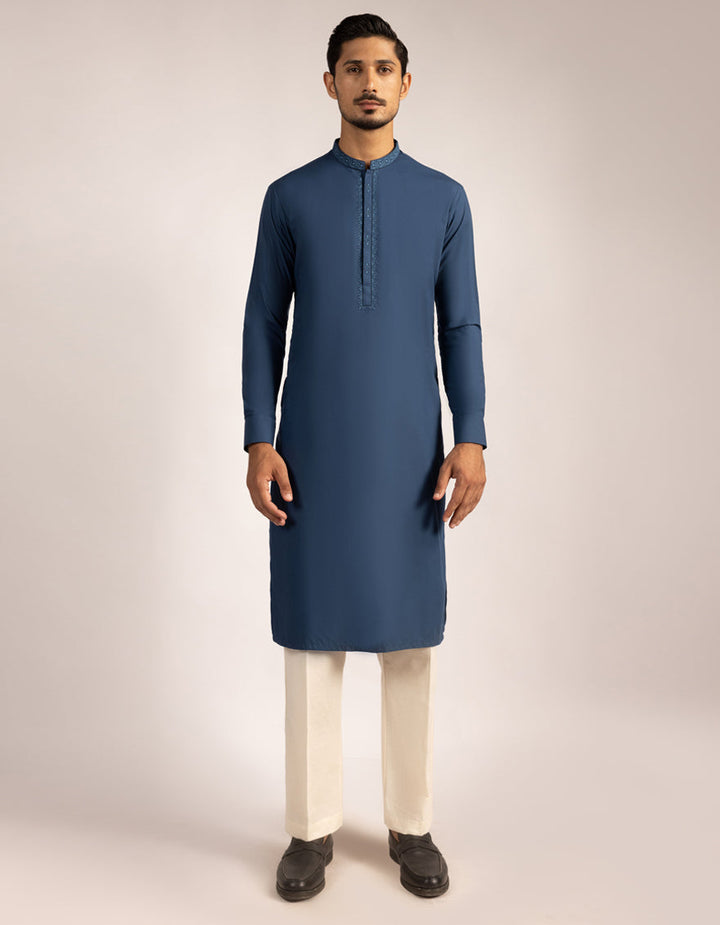 Blended Blue Kurta - J. Junaid Jamshed