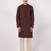 Cotton Maroon Kurta - J. Junaid Jamshed