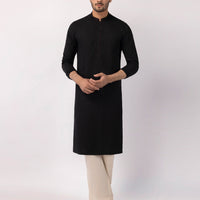Blended Black Kurta - J. Junaid Jamshed