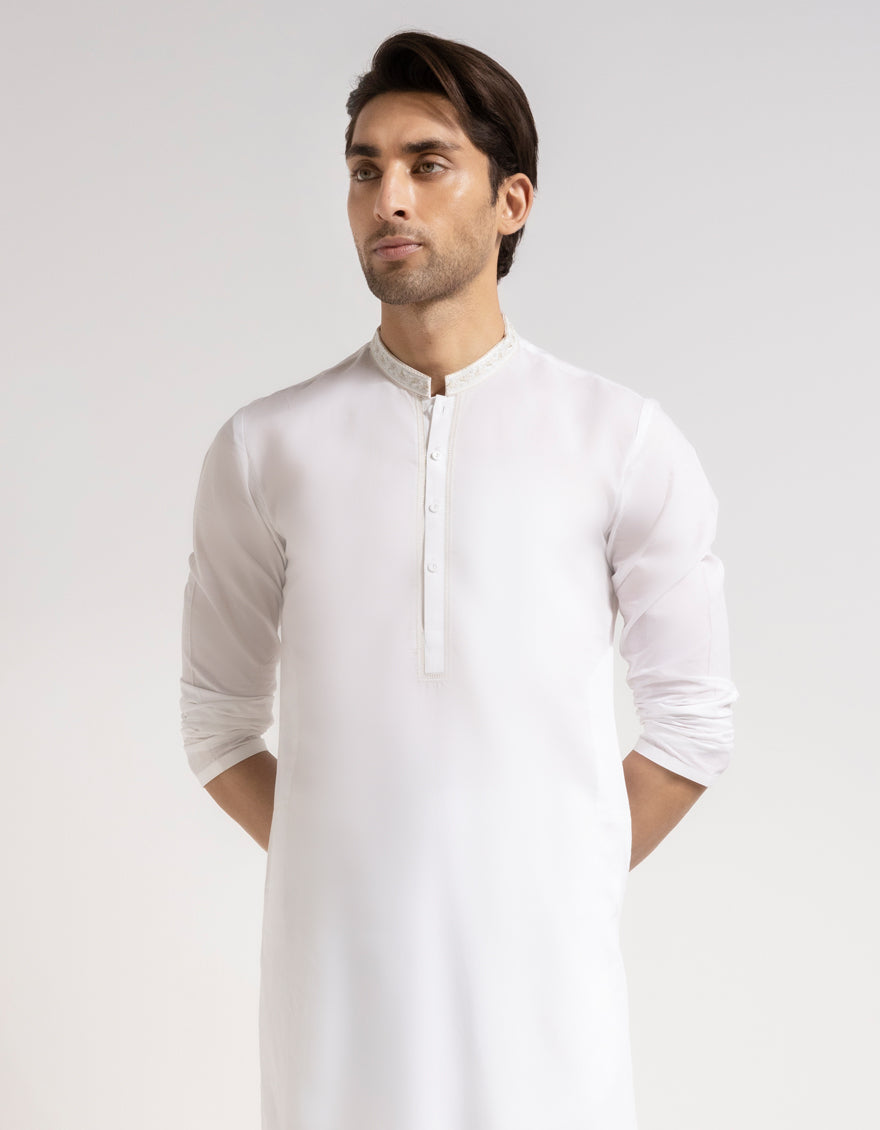 Cotton Off White Kurta - J. Junaid Jamshed