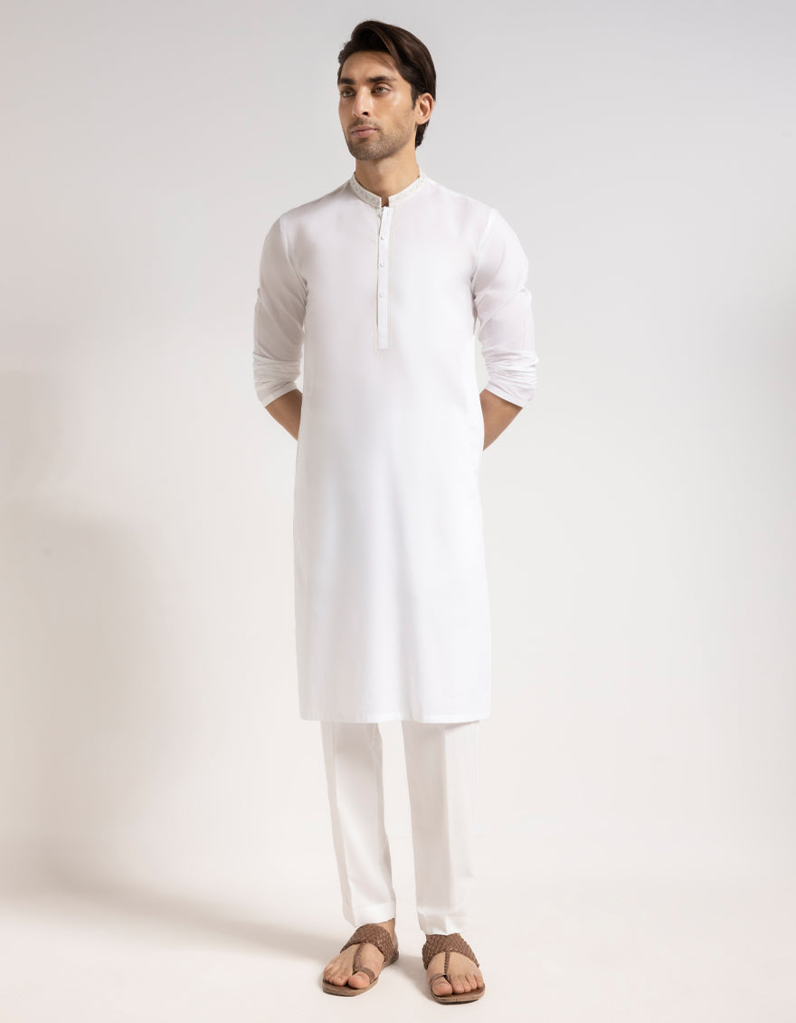 Cotton Off White Kurta - J. Junaid Jamshed