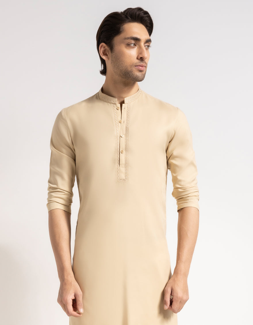 Blended Beige Kurta - J. Junaid Jamshed