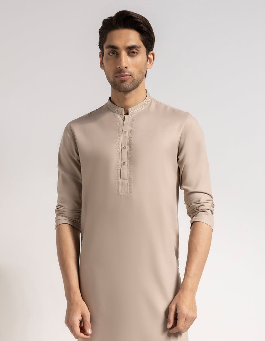 Blended Sand Kurta - J. Junaid Jamshed