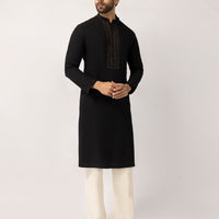 Cotton Black Kurta - J. Junaid Jamshed