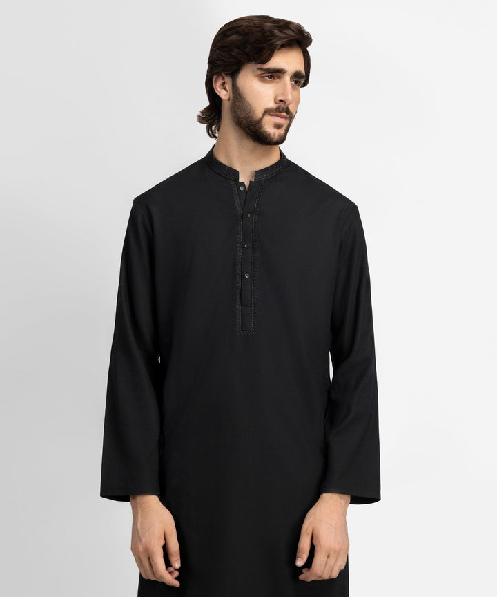 Blended Black Kurta - J. Junaid Jamshed