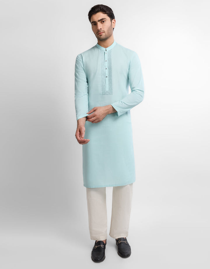 Cotton Light Turquoise Kurta - J. Junaid Jamshed