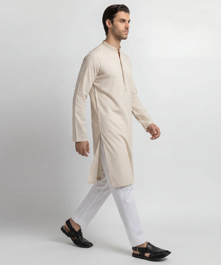 Cotton Cream Kurta - J. Junaid Jamshed