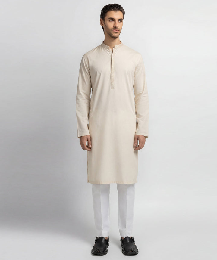 Cotton Cream Kurta - J. Junaid Jamshed