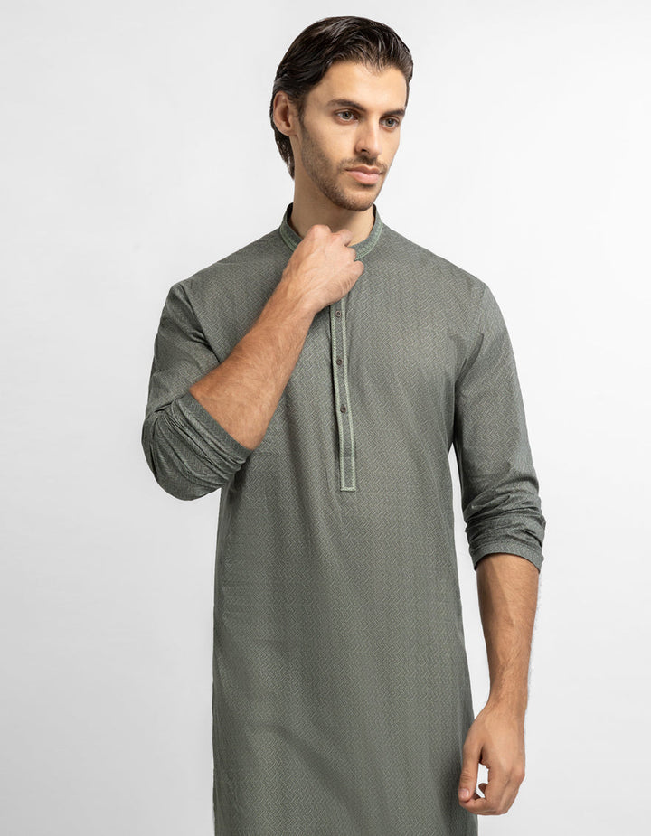 Cotton Green Kurta - J. Junaid Jamshed