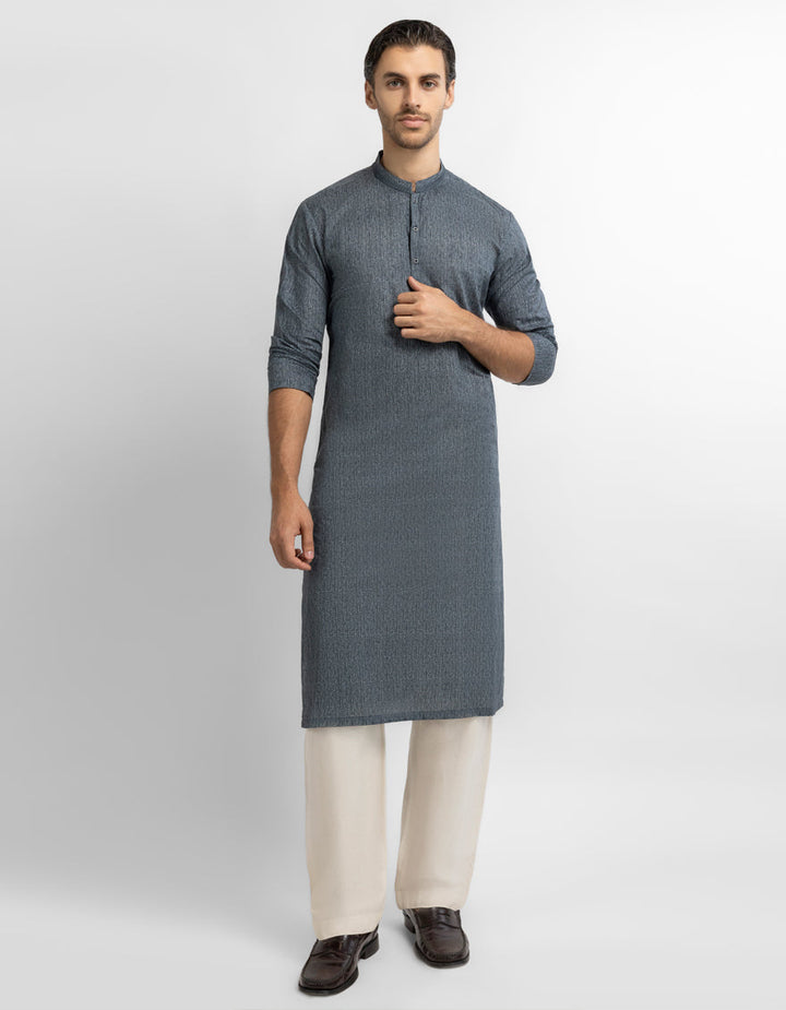 Cotton Charcoal Kurta - J. Junaid Jamshed