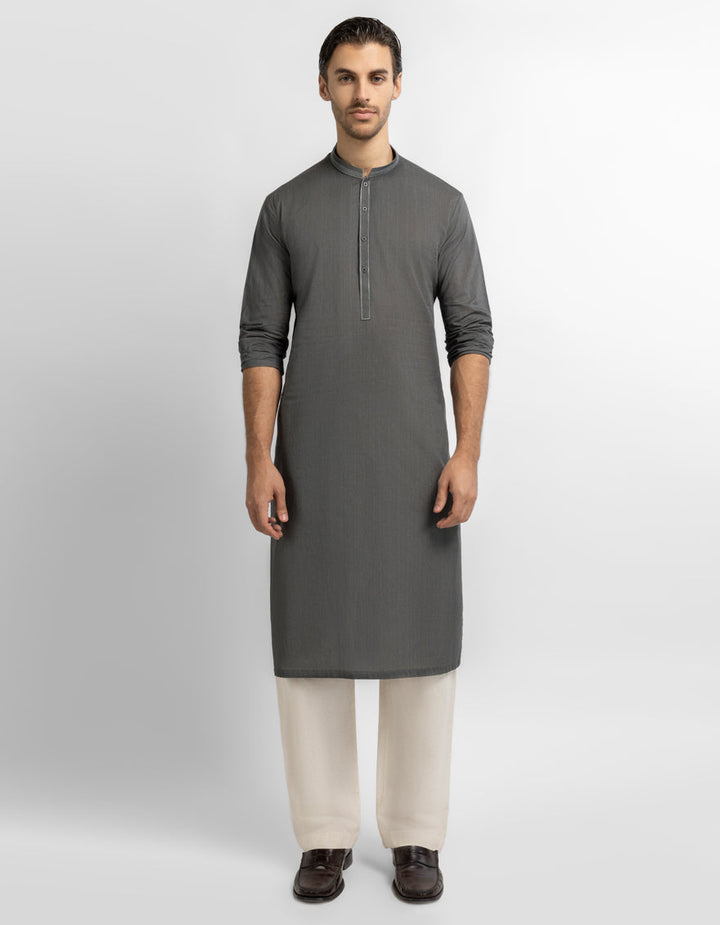 Cotton Sage Green Kurta - J. Junaid Jamshed