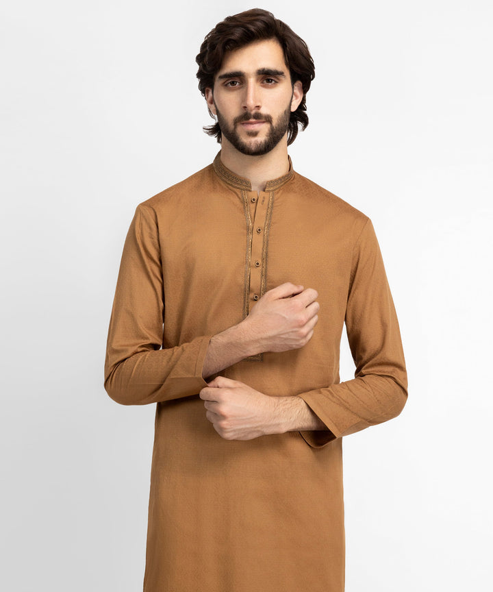 Cotton Brown Kurta - J. Junaid Jamshed