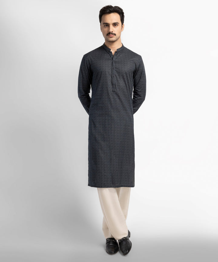 Cotton Black Kurta - J. Junaid Jamshed