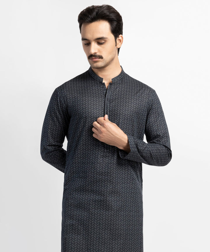 Cotton Black Kurta - J. Junaid Jamshed