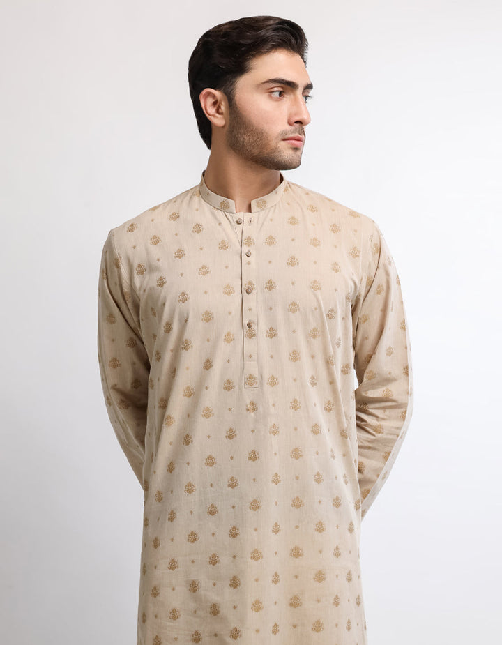 Cotton Fawn Kurta - J. Junaid Jamshed