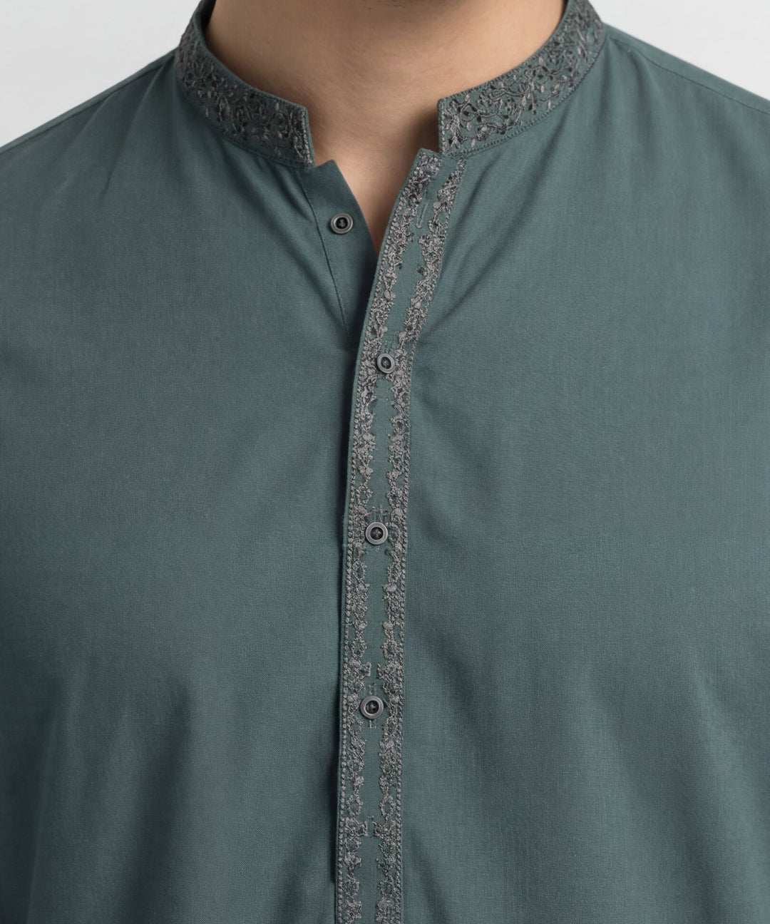 Polyester Green Kurta - J. Junaid Jamshed