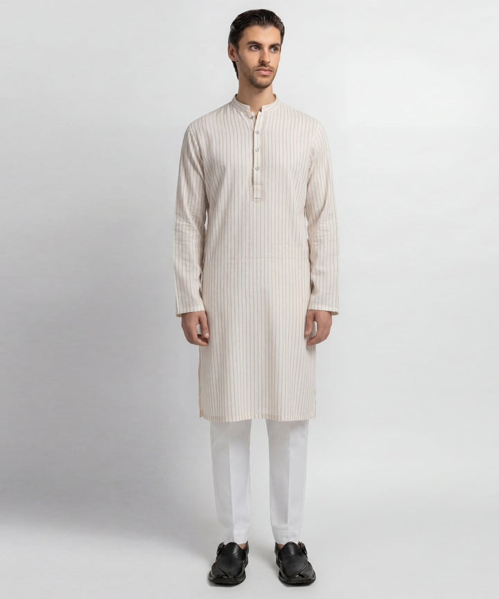 Cotton Off White Kurta - J. Junaid Jamshed