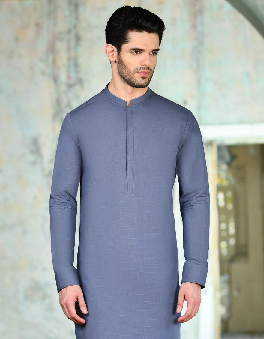 Blended Grey Kurta Trouser - J. Junaid Jamshed