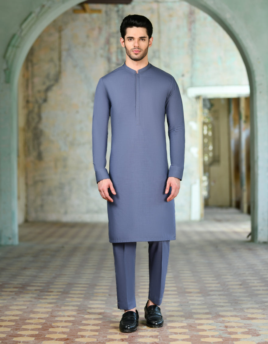 Blended Grey Kurta Trouser - J. Junaid Jamshed