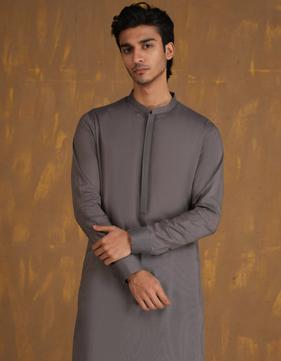 Cotton Grey Kurta Trouser - J. Junaid Jamshed