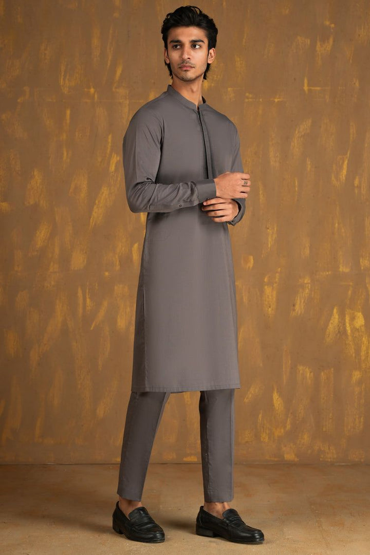 Cotton Grey Kurta Trouser - J. Junaid Jamshed