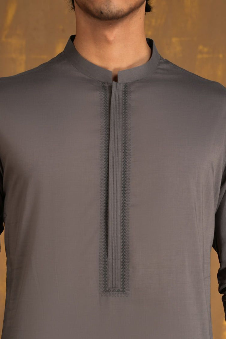 Cotton Grey Kurta Trouser - J. Junaid Jamshed