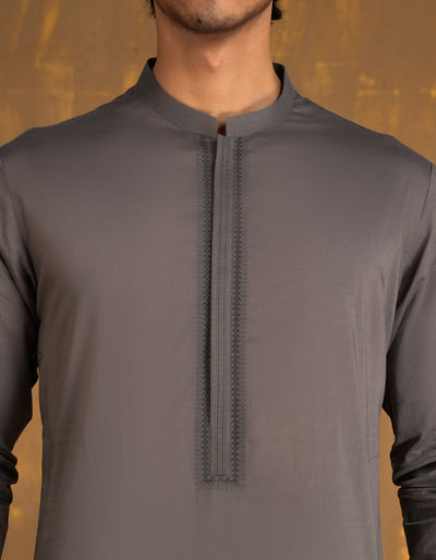 Cotton Grey Kurta Trouser - J. Junaid Jamshed