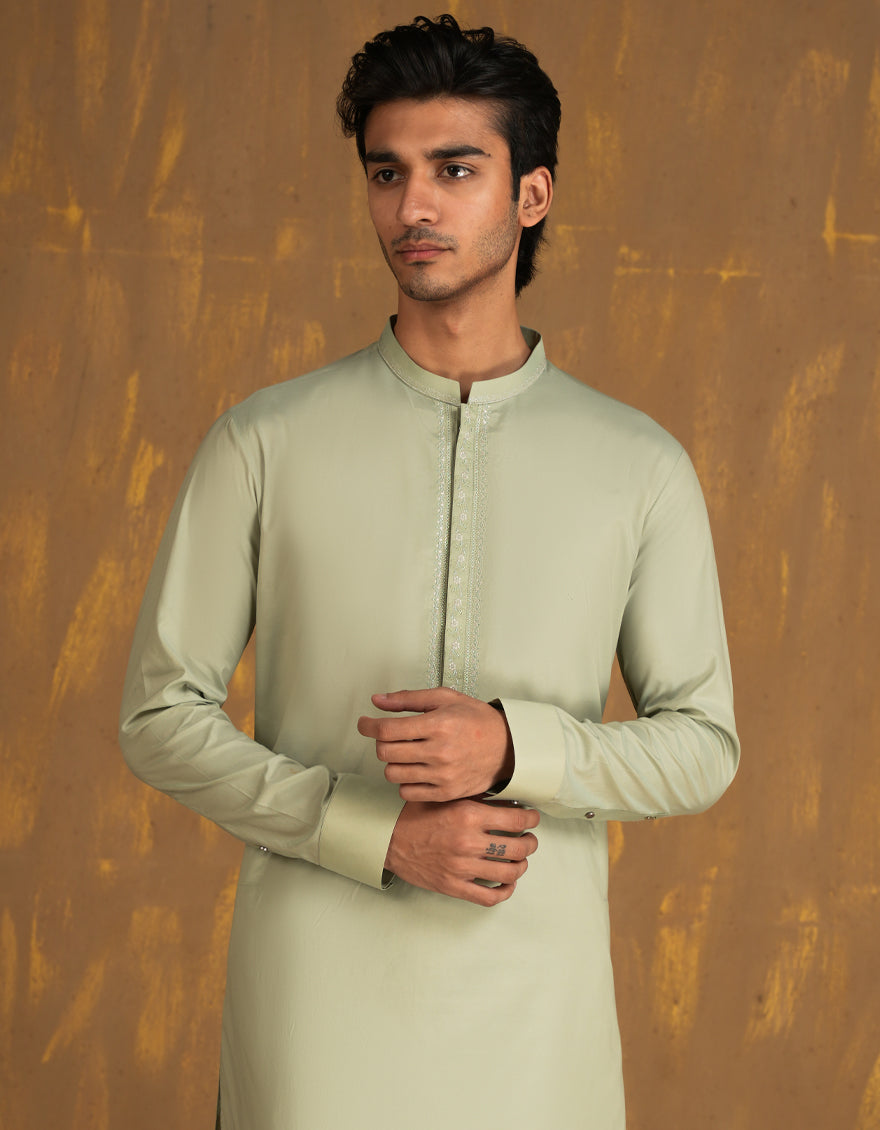 Blended Green Kurta Trouser - J. Junaid Jamshed