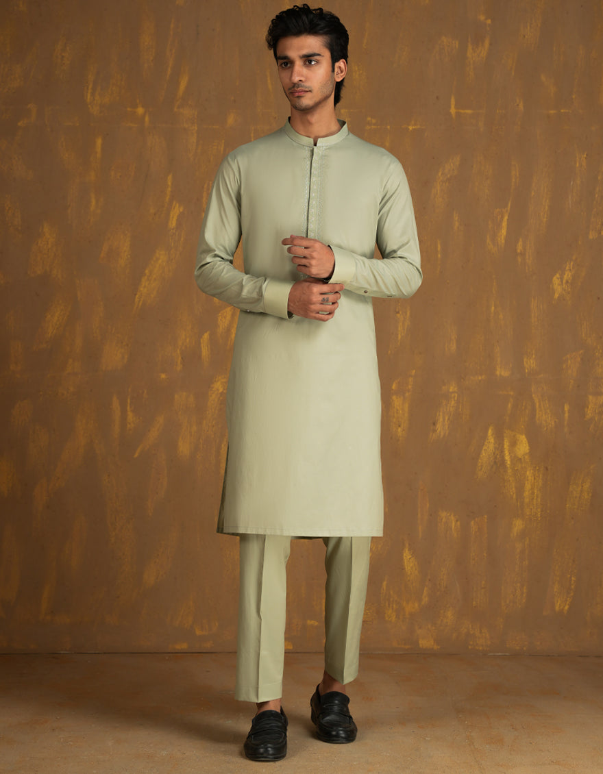 Blended Green Kurta Trouser - J. Junaid Jamshed